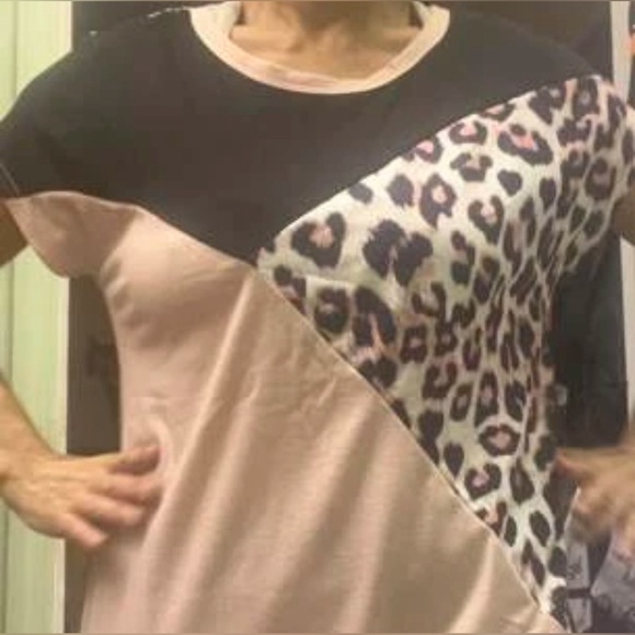 Leopard print color block top - Picture 3 of 4